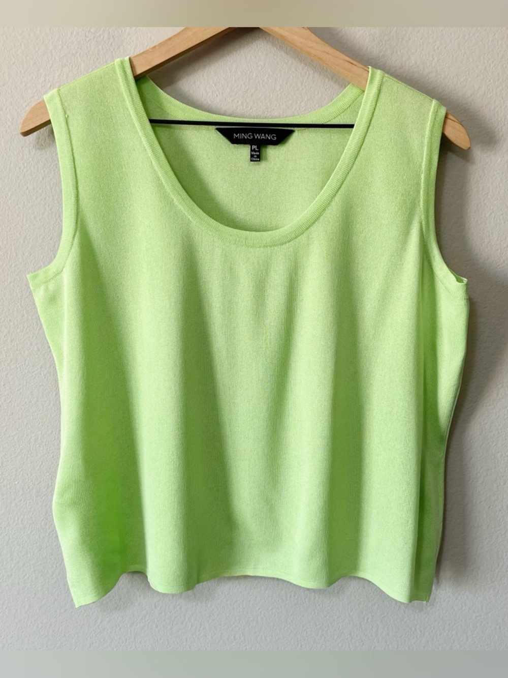 Ming Wang Scoop Neck Shell Tank Top Light Geeen Size Petite Large Layering